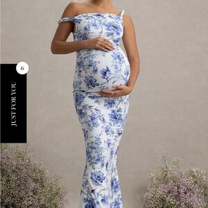 Club L London Blue Floral Maternity Maxi Dress